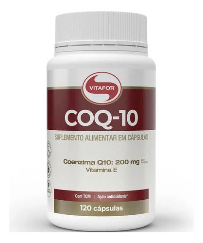 Coenzima Q10 200mg + Vitamina E Vitafor 120 Cápsulas Suplemento