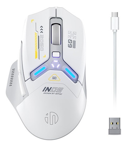 Inphic In9 - Ratón Inalámbrico Para Juegos, True Tri-mode Color Blanco