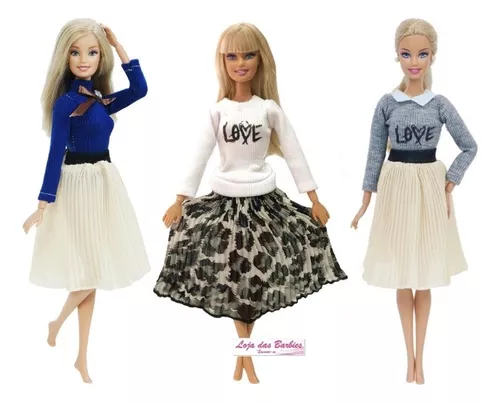 Roupa Para Boneca Barbie Retrô Evangélica Saia Blusa Sapatos