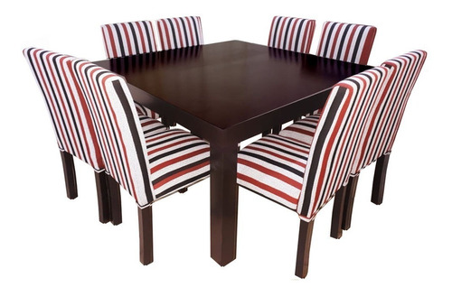 Juego De Comedor Mesa 4 Patas 1,3x1,3 Mas 8 Sillas Chenille