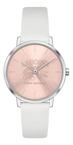 Reloj Lacoste Mujer Cuero 2001232 Crocorigin Color de la correa Blanco  Color del bisel Plateado Color del fondo Rosa