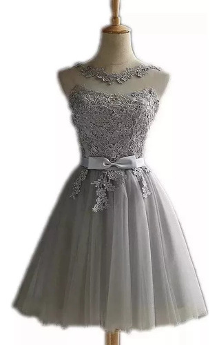 A Vestido Fiesta Para Dama Honor, Encaje Y Tul Bordado