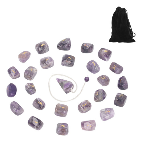 Conjunto De Runas De Cristal, 25 Peças De Pedras Rúnicas Que