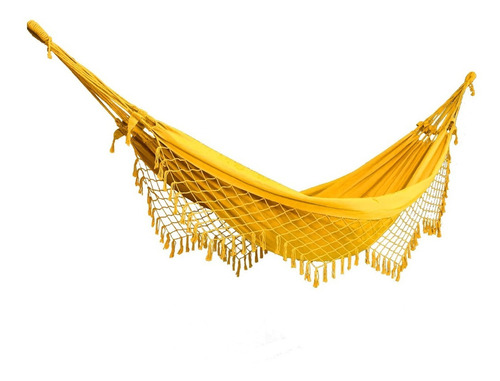 Rede Dormir Descanso Casal Nordeste Resistente Cores Lisas Cor Amarelo Ouro Liso