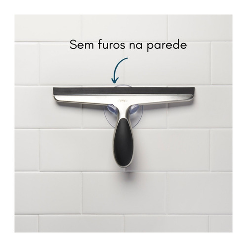 Rodo Limpa Vidros Pia Porta Aço Inoxidável Com Suporte Oxo Cor Prateado