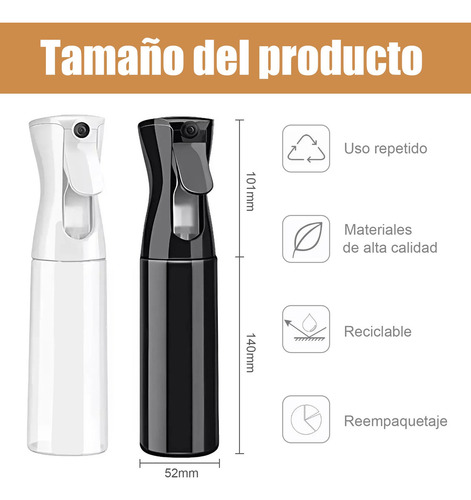 2pcs Ryvoxel Botella Rociadora De Agua De 300 Ml Para Cabello
