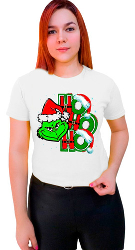 Polera Navideña El Grinch Hohoho Gorro Navidad Familiar C100