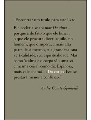 Do Corpo, De Comte-sponville, André. Editorial Wmf Martins Fontes, Tapa Mole, Edición 2013-09-09 00:00:00 En Português