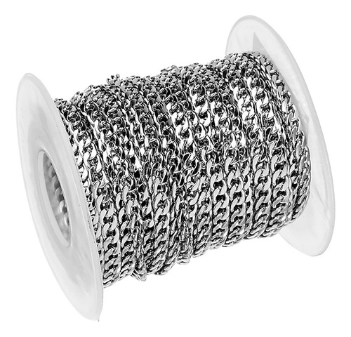 Plata Acero Inoxidable Bordillo Cadena Collar Cadena 3m 5mm