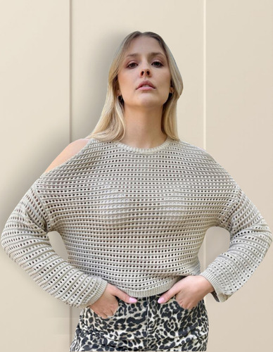Sweater De Algodón Con Hombros Al Descubierto Mujer