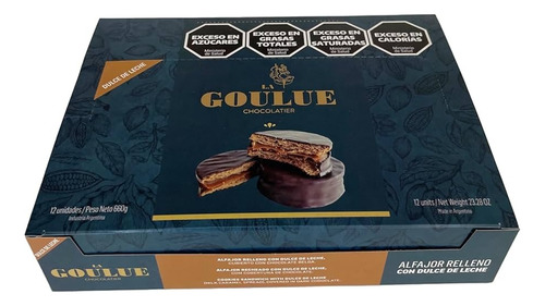 Caja 12 Alfajores Chocolate La Goulue Dulce De Leche Premium