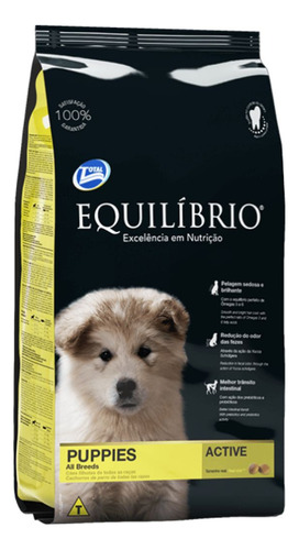 Ração Equilíbrio Puppies Active Para Cães Filhote Médio 15kg