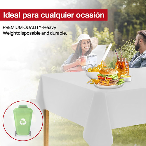 Manteles Desechables Blancos Para Fiesta Juego De 6 137x