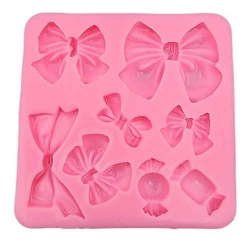 Imagen 2 de 5 de Molde Silicona 6 Moño Lazo + 2 Caramelos Fondant Porcelana