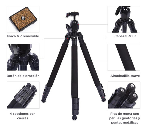 L3nz Trípode Weifeng Wf-6662a