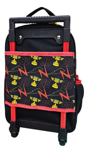 Mochila Escolar Cars Carros Com Rodinhas E Alça Infantil Cor Preto Desenho do tecido Estampado