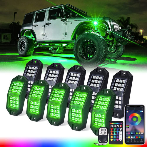 Xprite Jeep Rock Lights 10 Pods Wide Angle Bluetooth Rgb