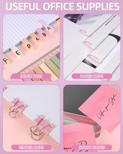 Organizador De Escritorio Rosa Y Kit De Accesorios, Suminist