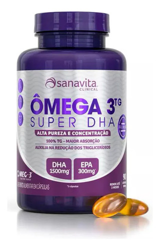 Super Dha Ômega 3 Tg Alta Concentração - Óleo De Peixe 90cp