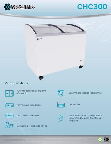 Conservador Horizontal Curvo Metalfrio Color Blanco Chc300