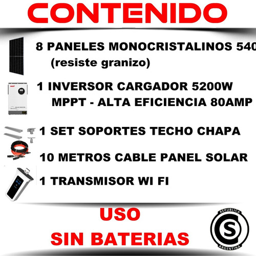 Imagen 4 de 10 de Kit Solar Hibrido Sin Baterias Sin Mantenimiento On Grid Hf