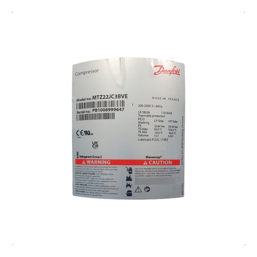 Compressor Danfoss Maneurop 2,5hp 220v Trifásico - Mtz22-3vi