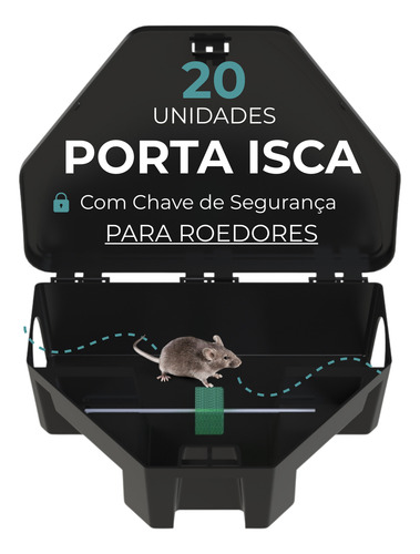 20 Armadilhas Porta Isca Chave Camundongo Ratoeira Pega Rato