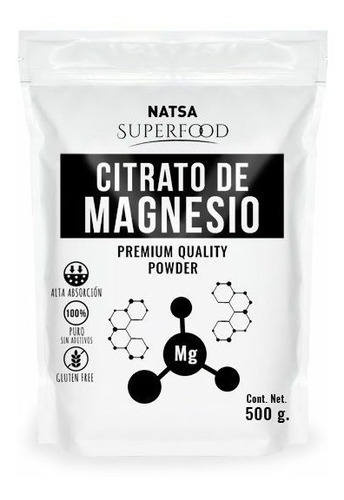 Suplemento en polvo Natsa  Superfoods Citrato de Magnesio en sachet de 500g