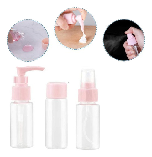 Set Mini Frascos X5 Neceser Kit De Viaje Porta Cosmeticos