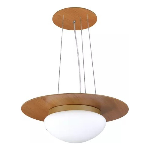 Pendente De Madeira Saturno Vidro Oval 45 Cm Novo Btb