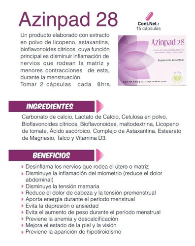 Azinpad 28 Auxiliar En Los Síntomas Menstruales