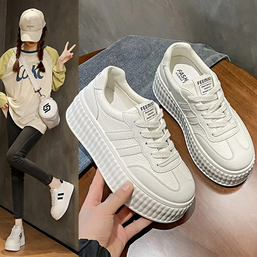 Zapatillas Con Plataforma Para Mujer, Zapatos De Tabla Casuales A La Moda