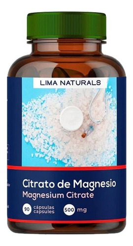 01 Frasco Citrato De Magnesio 500mg Lima Naturals Cápsulas