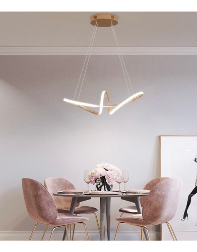 Luminária Pendente Lustre Led 3 em 1 Infinito Dourado Moderno Luxuoso INL118