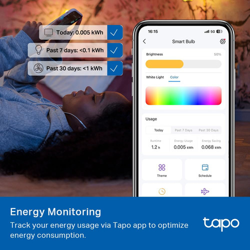 Lâmpadas Inteligentes Tapo Tp-link 1100 Lúmens Rgbw Led A19