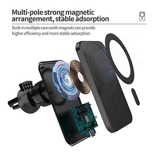 Imagen 2 de 5 de Cargador Magsafe Y Soporte Para Carro Compatible Con iPhone