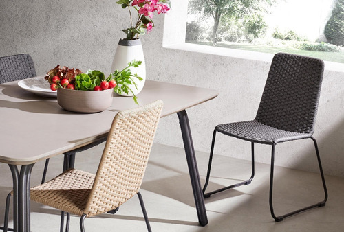 Silla Cuerda Poliéster Cocula Promobel Color de la estructura de la silla Negro Color del asiento Beige Diseño de la tela No aplica