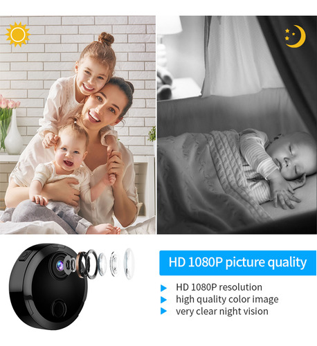 Mini Câmera Sem Fio 1080p Wifi De Visão Noturna Infravermelh