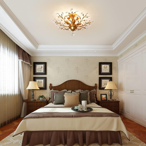 Ganeed Candelabros Colgantes De Cristal Modernas 4 Luces Decorativas Dorado