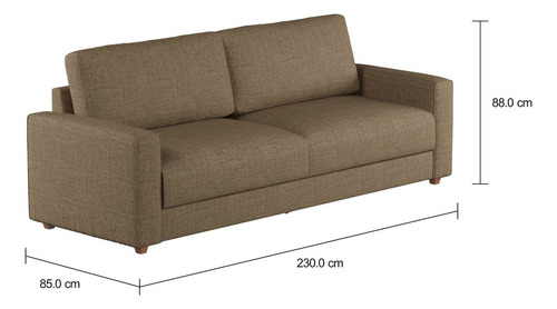 Sofá Living 4 Lugares Hit 230cm Linhão Marrom Com Preto