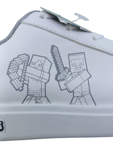 Tenis Hombre Cómodo Survival Mode Minecraft Mi5231 Blanco