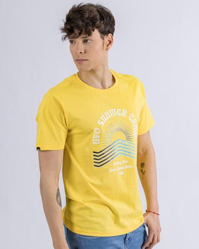 T-shirt Algodon Estampada Hombre Ufo Summer Camp Amarilla