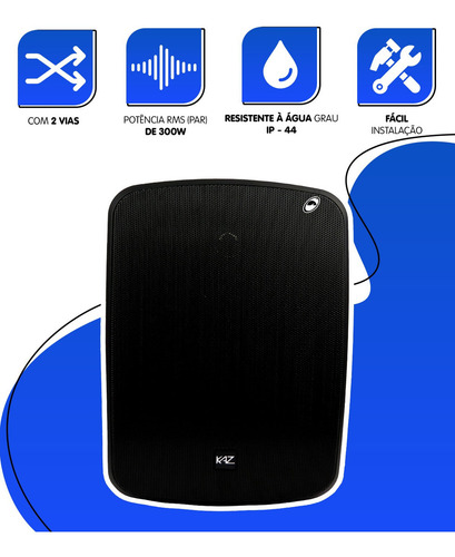Caixa Som Ambiente K5 Kaz Waterproof Preto