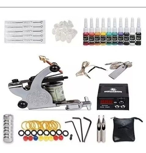 Combo Kit Completo De Tatuaje Fuente Maquinas Tattoo Etc 1.2