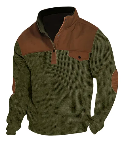 Jersey De Patchwork Para Hombre Moderno Manga Larga Cuell