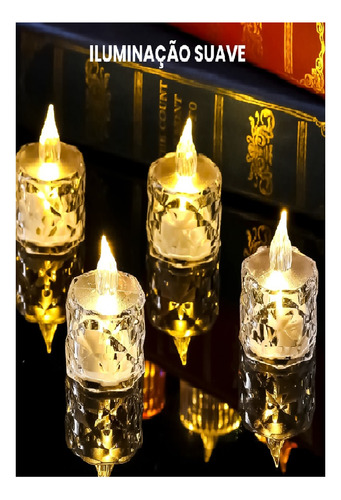 Vela Led Transparente Eletrônica Luz Amarela 6,5cm Decoração