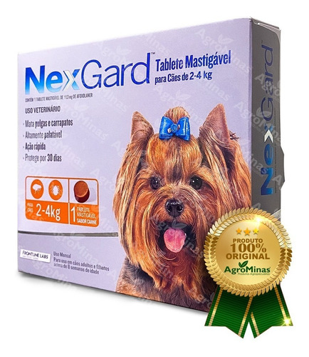 Imagem 1 de 4 de Nex Gard - Contra Pulga E Carrapatos - Cachorro De 2kg A 4kg