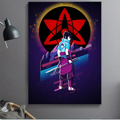 Cuadro Decorativo Sasuke Uchiha Neon Naruto Canvas 30x45cm