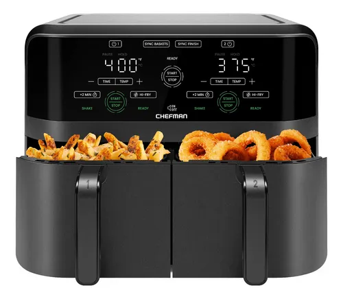 Air Fryer Chefman Dual Basket, Pantalla Táctil Digital De 6