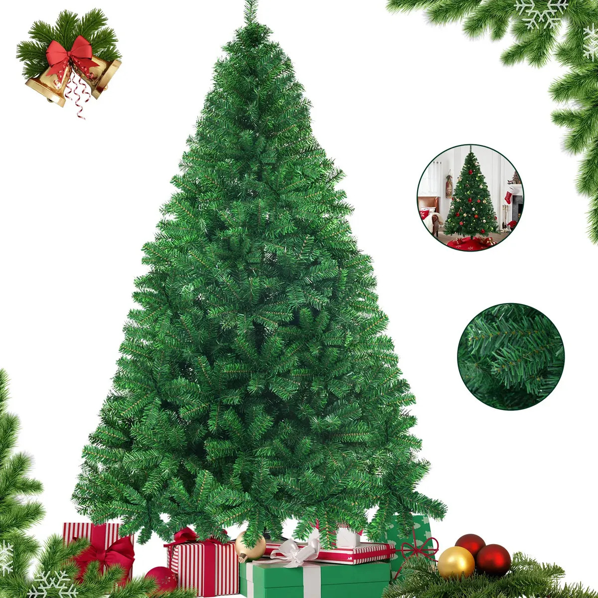 Solnow Sol-n032 Árbol De Navidad 1.9m Pino Artificial Con Soporte 1200 Ramas Verde